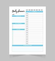 Minimalist daily planner page template . Blank white notepad page. vector