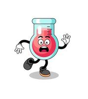 slipping laboratory beaker mascot illustration vector