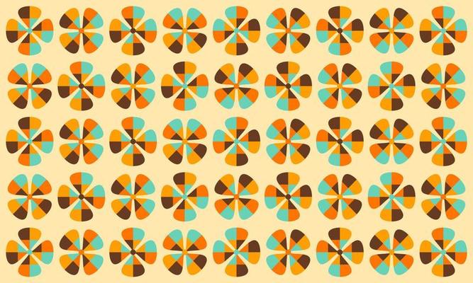 Abstract Vintage Retro Flower Pattern Wallpaper