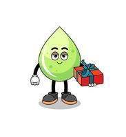 melon juice mascot illustration giving a gift vector