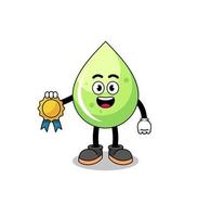 melon juice cartoon illustration with satisfaction guaranteed medal vector