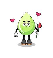 mascota de jugo de melón enamorándose vector