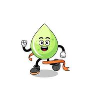 caricatura de mascota de jugo de melón corriendo en la línea de meta vector