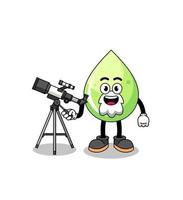 ilustración de la mascota del jugo de melón como astrónomo vector