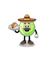 caricatura de personaje de jugo de melón como chef mexicano vector