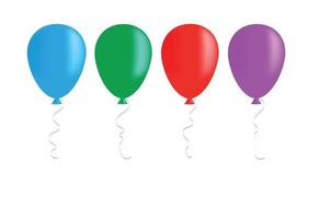 Realistic drawing with 4 multi-colored balloons on a white isolated background. Vector isolated icon. Modern design for any purpose
