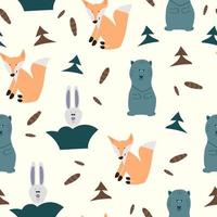 Seamless pattern with forest animals vector