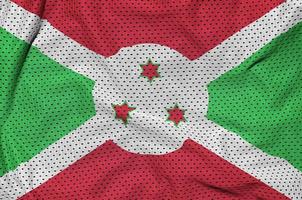 Burundi flag printed on a polyester nylon sportswear mesh fabric photo