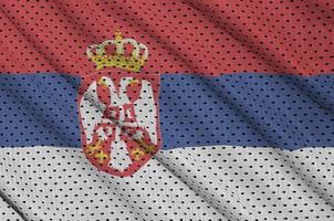 Serbia flag printed on a polyester nylon sportswear mesh fabric photo