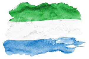 Sierra Leone flag is depicted in liquid watercolor style isolated on white background photo