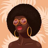 retrato de joven mujer afroamericana. estilo plano de moda. chica fuerte negra, ilustración vectorial vector