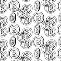 patrón blanco y negro con moneda bitcoin vector