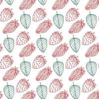 Sketch strawberry doodle seamless pattern vector