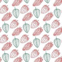 Sketch strawberry doodle seamless pattern vector