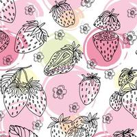 Strawberries hand drawn pattern background vector