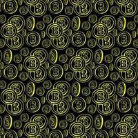 Abstract geometric pattern with bitcoin. A background. Black and gold ornament. Graphic modern pattern. Simple lattice graphic design. - illustration vector