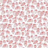 Strawberries hand drawn pattern background vector