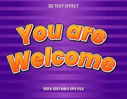 3D You Are Welcome Text Effect Design vector