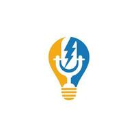 Podcast and thunder bulb shape concept logo design. vector