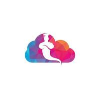 Graduate Genie cloud shape concept logo. Genie Logo Design. Magic Fantasy genie concept logo. vector