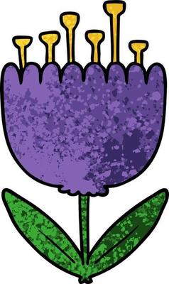 Retro grunge texture cartoon flower