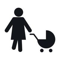 Mother with baby carriage icon vector
