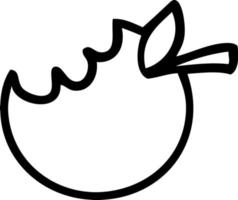 Line drawing cartoon apple bitten vector