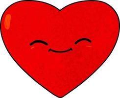 Retro grunge texture cartoon happy heart vector