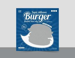 Delicious burger menu social media post and web banner template design vector