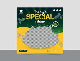 Delicious food menu social media post and web banner template design vector