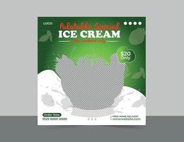 delicioso súper helado publicación en redes sociales y diseño de plantilla de banner web vector