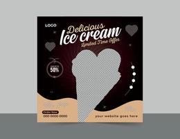 Delicious super  ice cream social media post and web banner template design vector