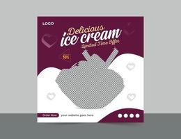 delicioso súper helado publicación en redes sociales y diseño de plantilla de banner web vector