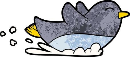 Retro grunge texture cartoon penguin vector
