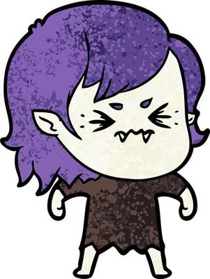 Retro grunge texture cartoon vampire girl