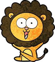 Retro grunge texture cartoon happy lion vector