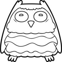 Line drawing cartoon cute owl bird vector