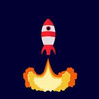 Rocket launch vector ship begin challenge start up. Start project rocket launch flat design concept