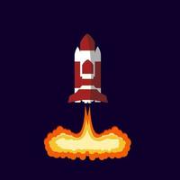 Rocket launch vector ship begin challenge start up. Start project rocket launch flat design concept