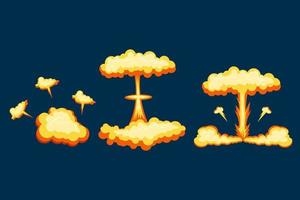 bomb explosion cartoon, fire Boom clouds and smoke element vector illustration