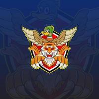 mascota del logotipo de tigre y pato esport vector