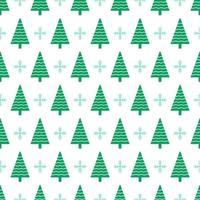 Christmas tree and snowflake winter seamless pattern vector