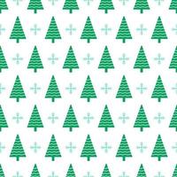 Christmas tree and snowflake winter seamless pattern vector