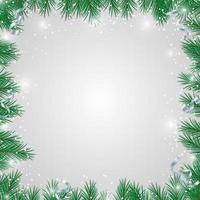 Merry Christmas background with fir branches, snow and serpentine vector