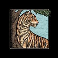 diseño de ilustración de vector de logotipo de tigre vintage para su empresa o negocio