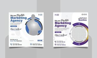 Digital Marketing Agency Online Webinar Social Media Post Set, Corporate Business Promotion Social Media Web Banner, Square Flyer Design Template vector