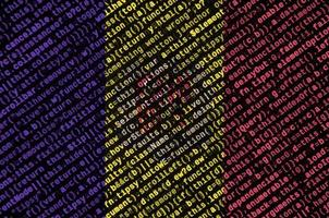 Andorra flag is depicted on the screen with the program code. The concept of modern technology and site development photo