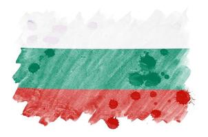 Bulgaria flag is depicted in liquid watercolor style isolated on white background photo