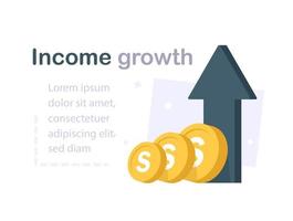 Income growth chart, banking services, financial report graph, return on investment flat icon, budget planning, mutual fund, pension savings account vector