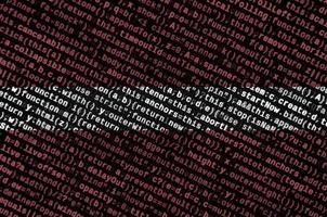Latvia flag is depicted on the screen with the program code. The concept of modern technology and site development photo